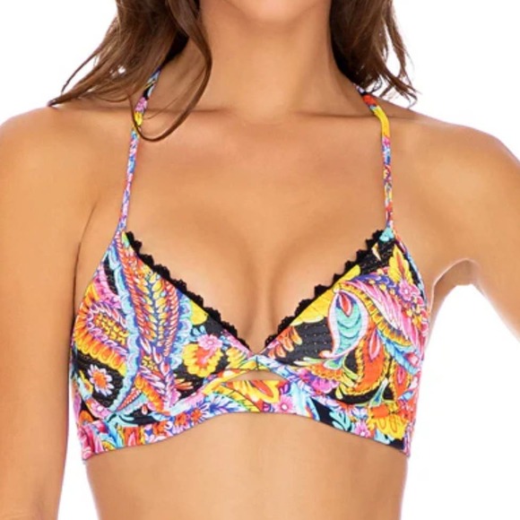 Luli Fama Other - Luli Fama Bikini Women’s Sz XL Floral Lace Trim Underwire Padded Reversible